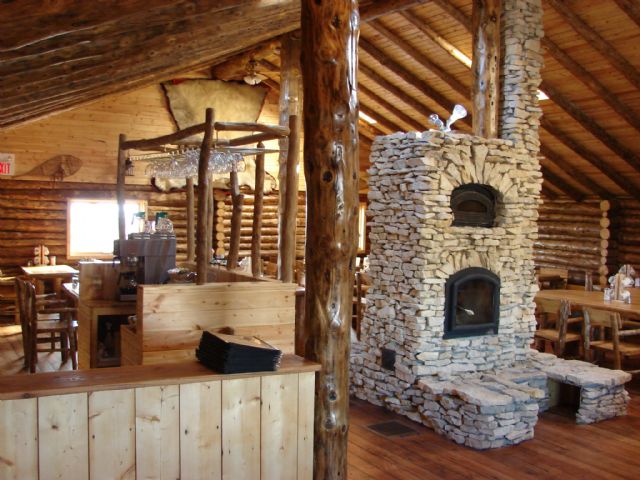 The dining room at the Lazy Bear Lodge
